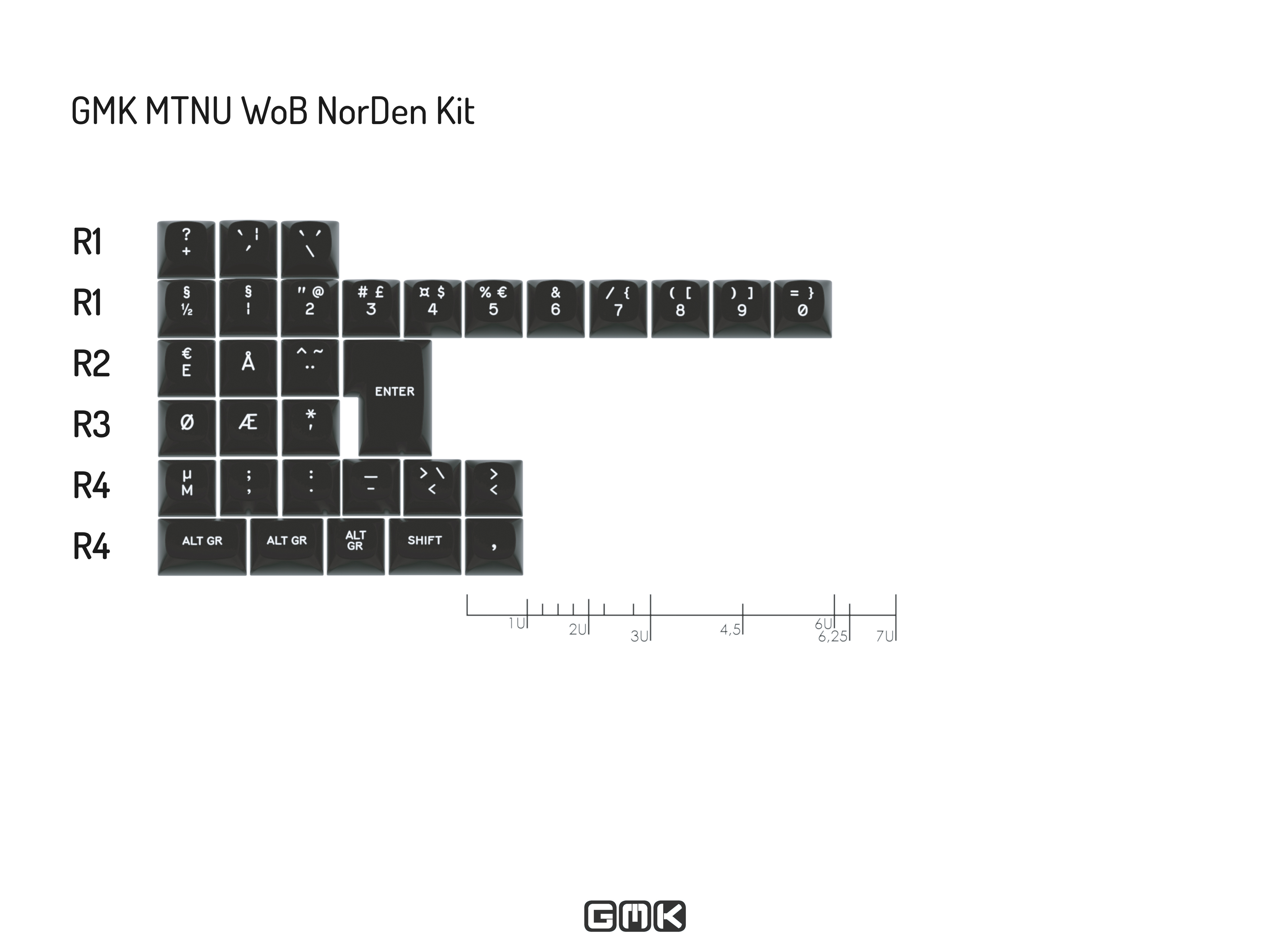 GMK MTNU WoB White on Black Keycaps