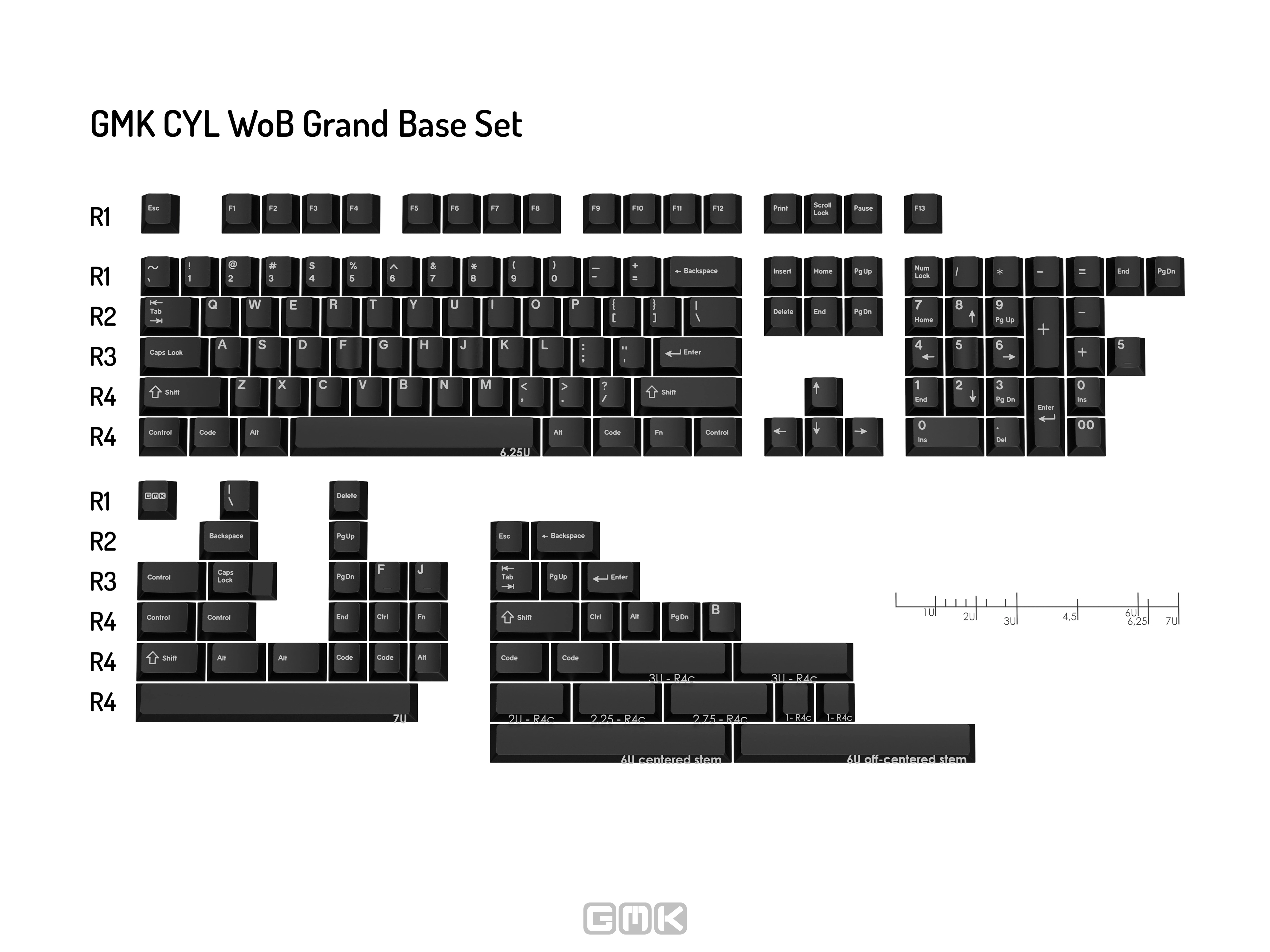GMK CYL WoB (White on Black) Keycaps