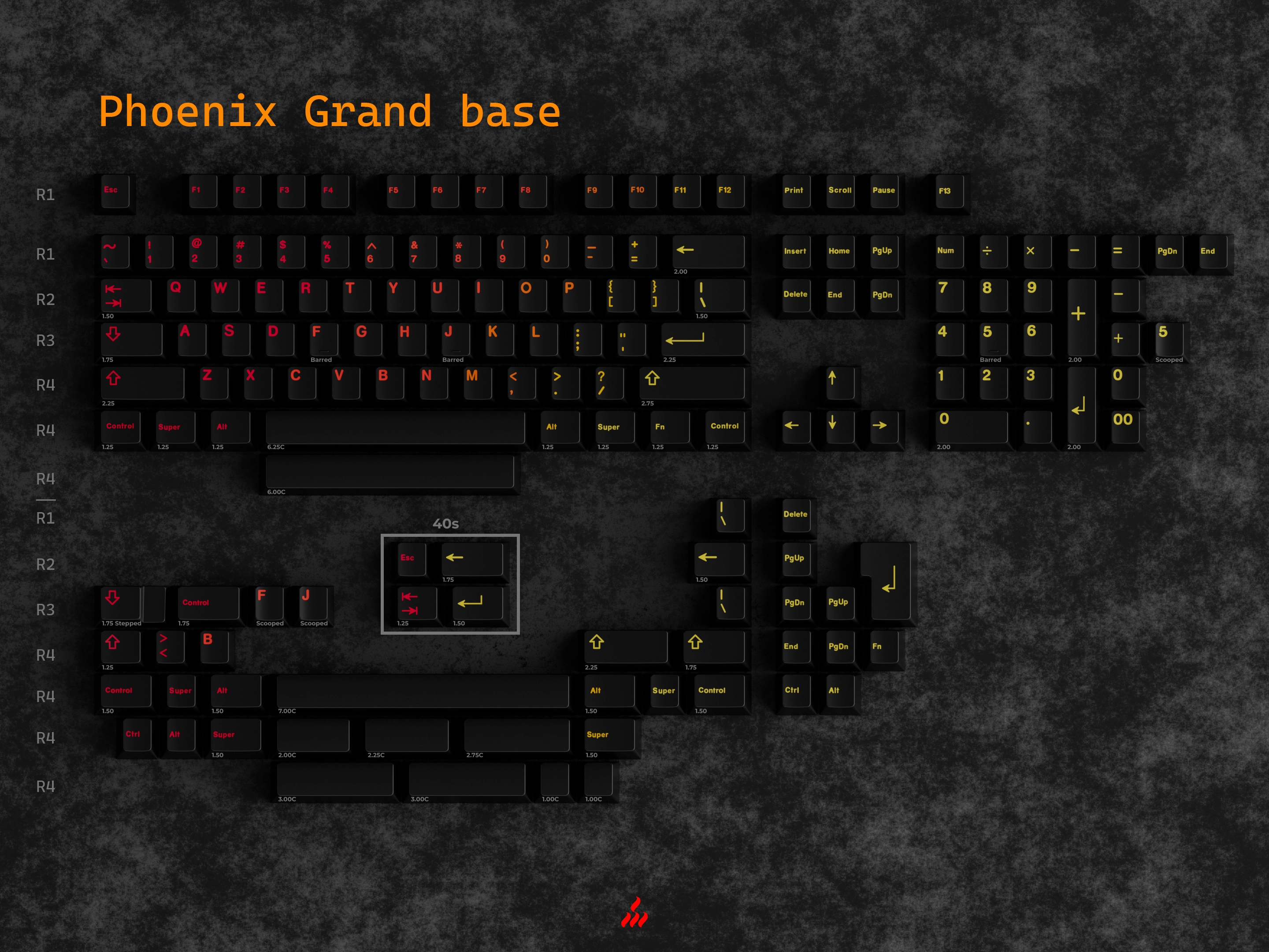 GMK CYL Phoenix Keycaps GMK CYL Phoenix Keycap Set - Grand Base Kit