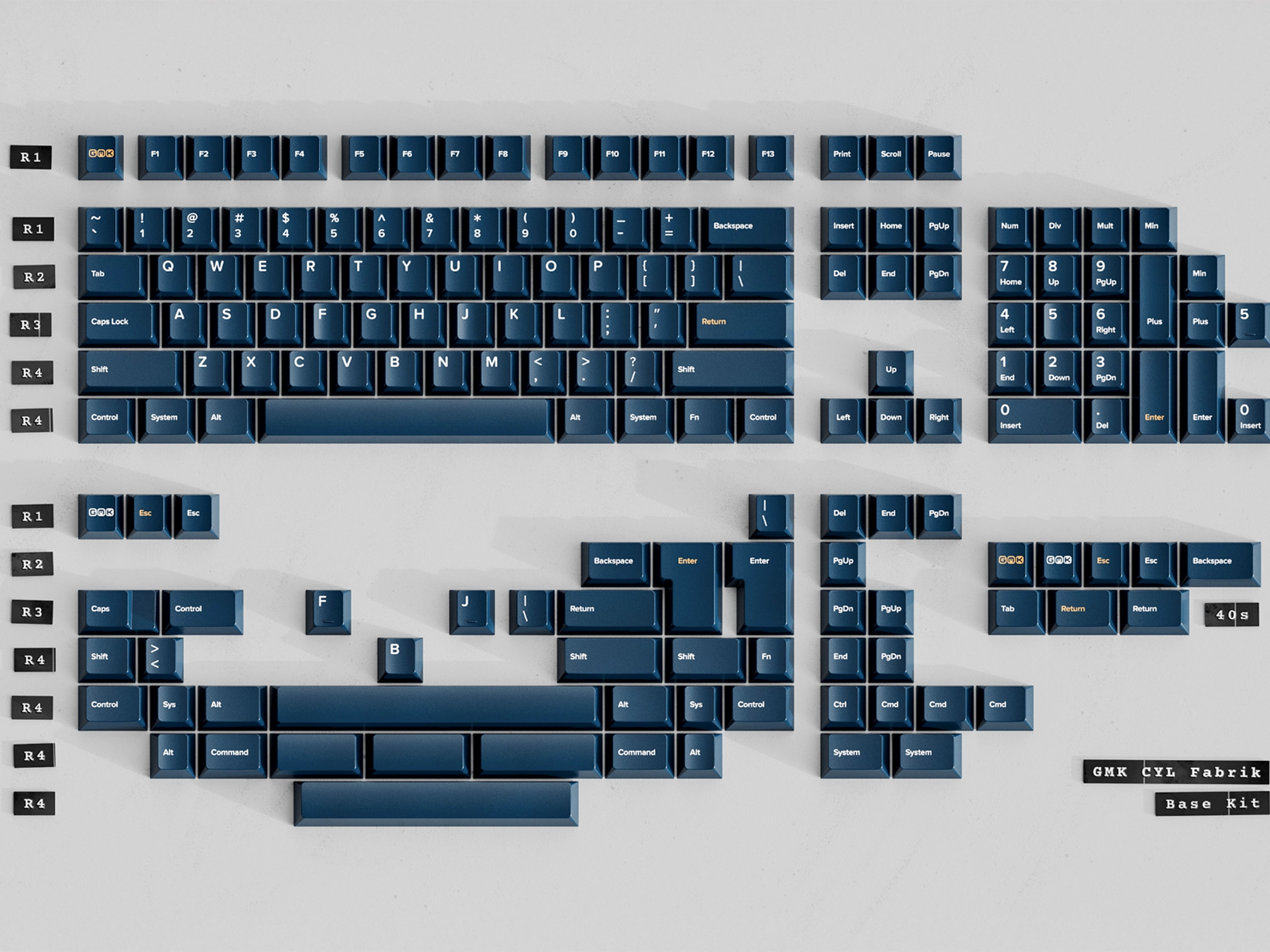 GMK CYL Fabrik Keycaps GMK CYL Fabrik Keycaps blue base kit layout