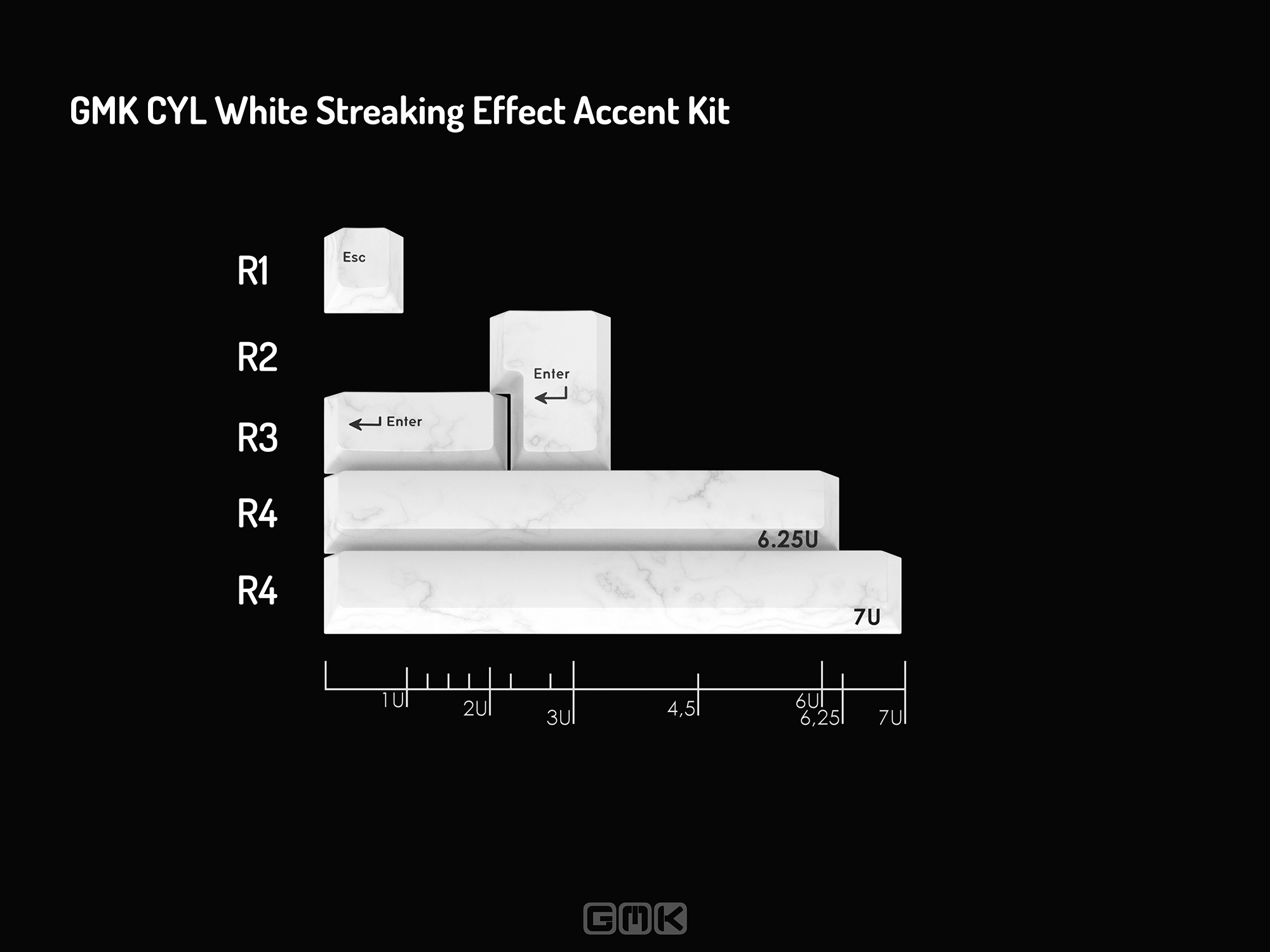 GMK CYL Streaking Effect Accent Kit in different Colors