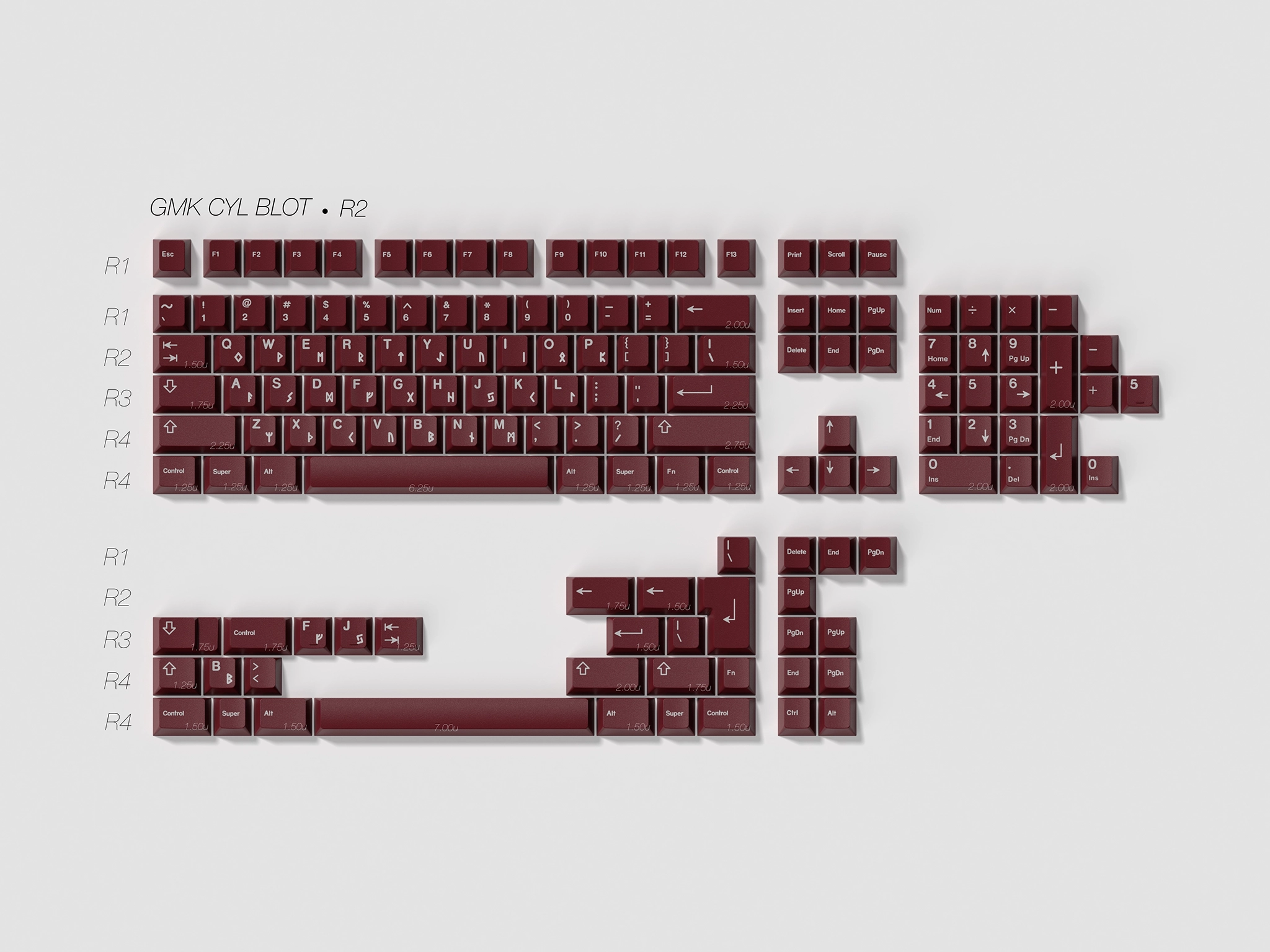 GMK CYL Blot R2 dark red Keycaps