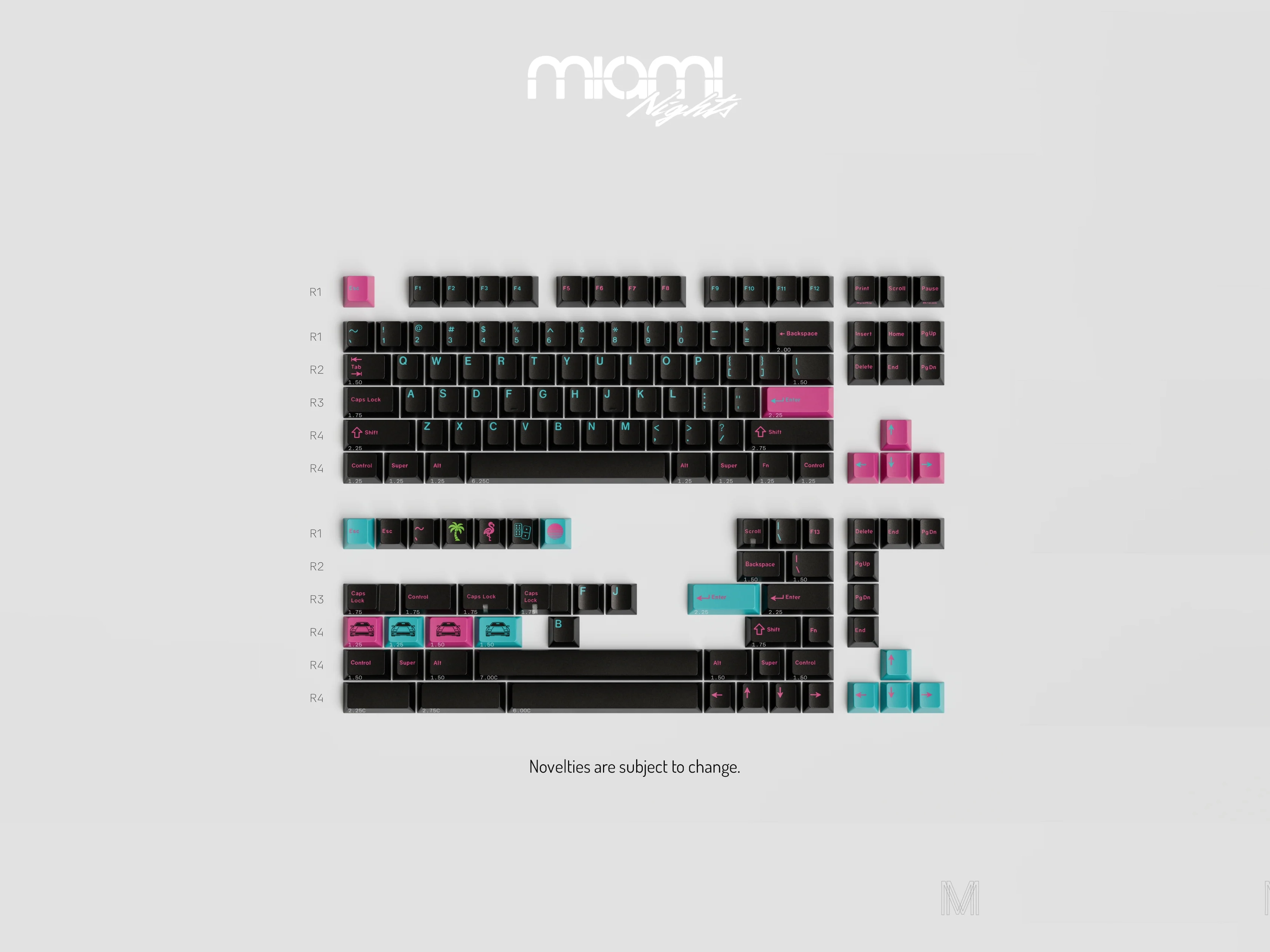 GMK CYL Miami & Tokyo Nights Keycaps