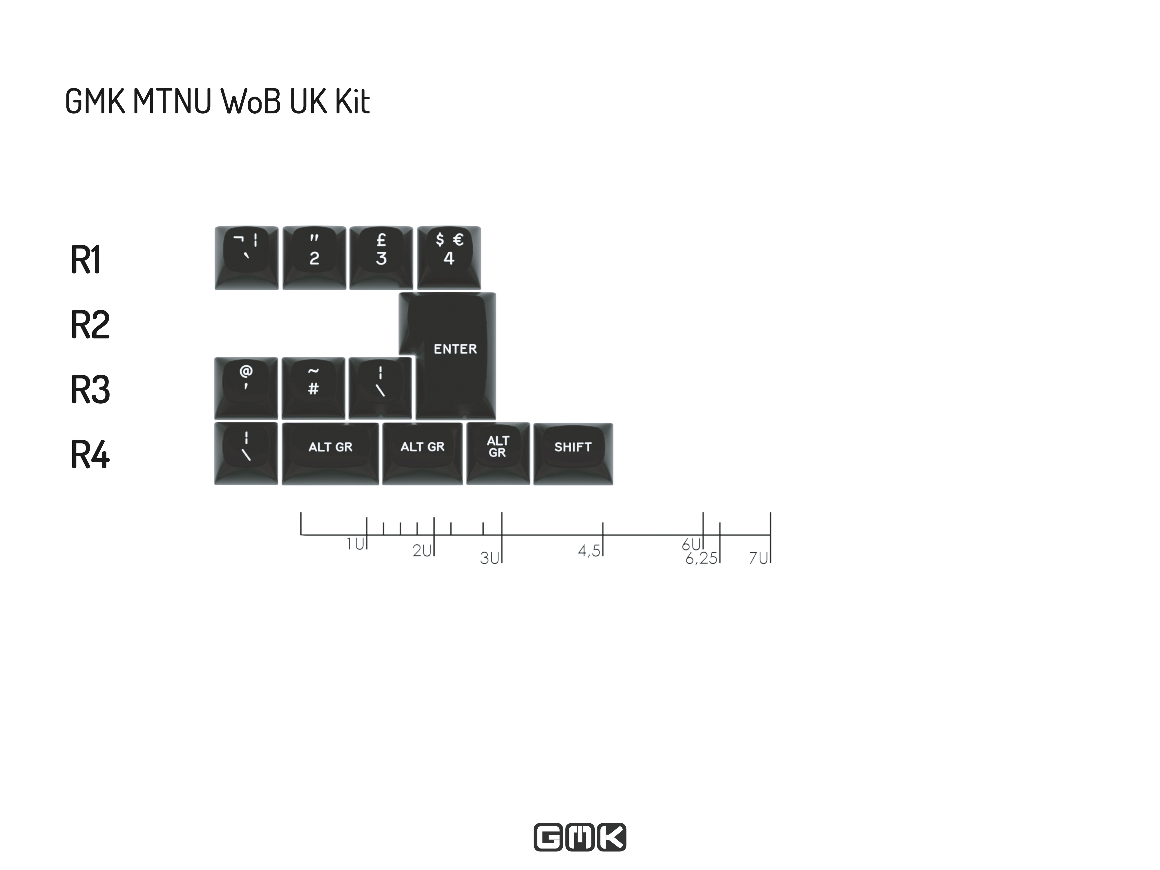 GMK MTNU WoB White on Black Keycaps