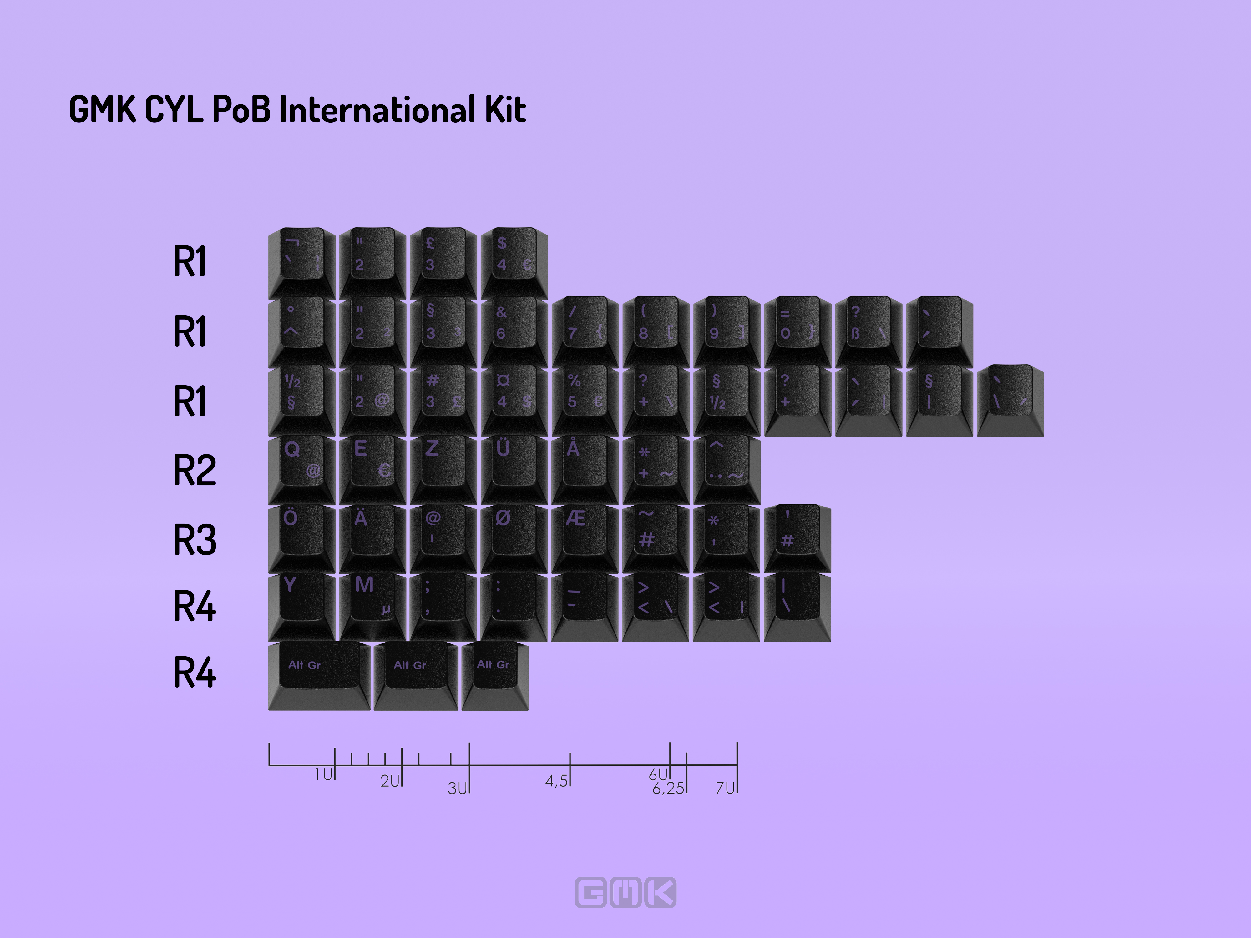 GMK CYL PoB (Purple on Black) Keycaps