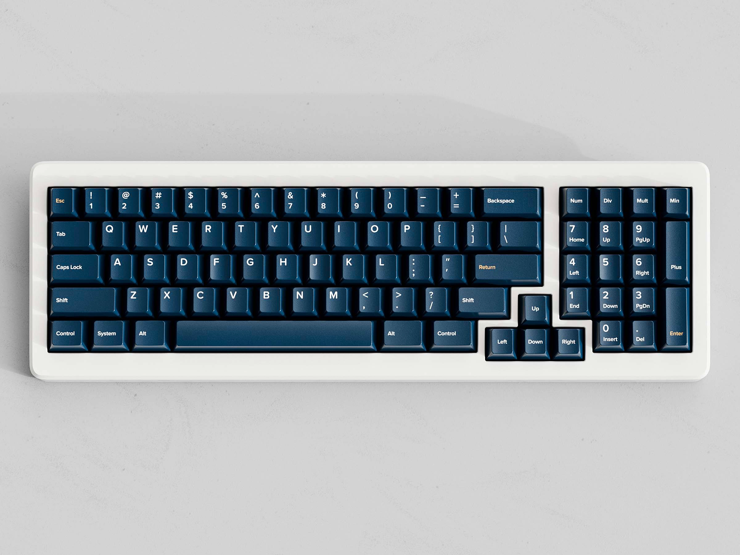 GMK CYL Fabrik Keycaps GMK CYL Fabrik Keycaps blue full keyboard layout top view