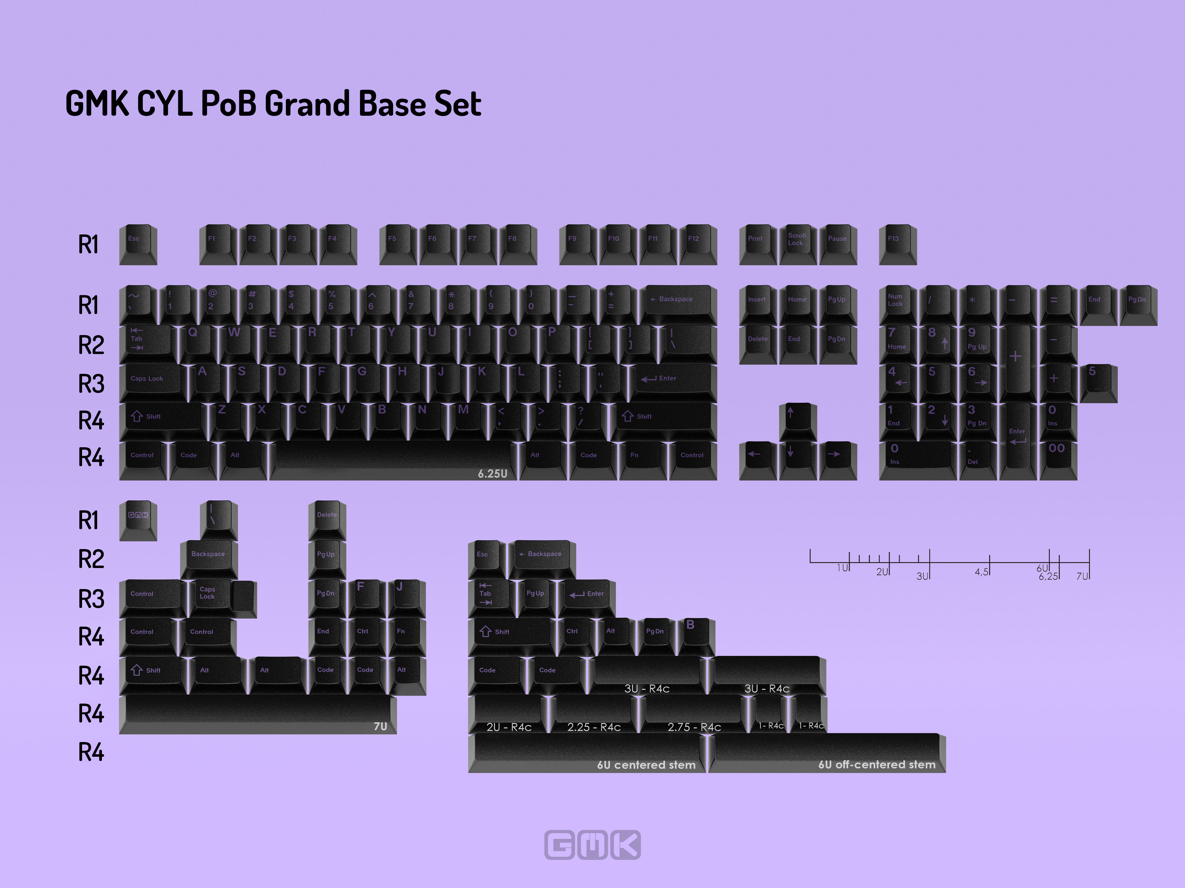 GMK CYL PoB (Purple on Black) Keycaps