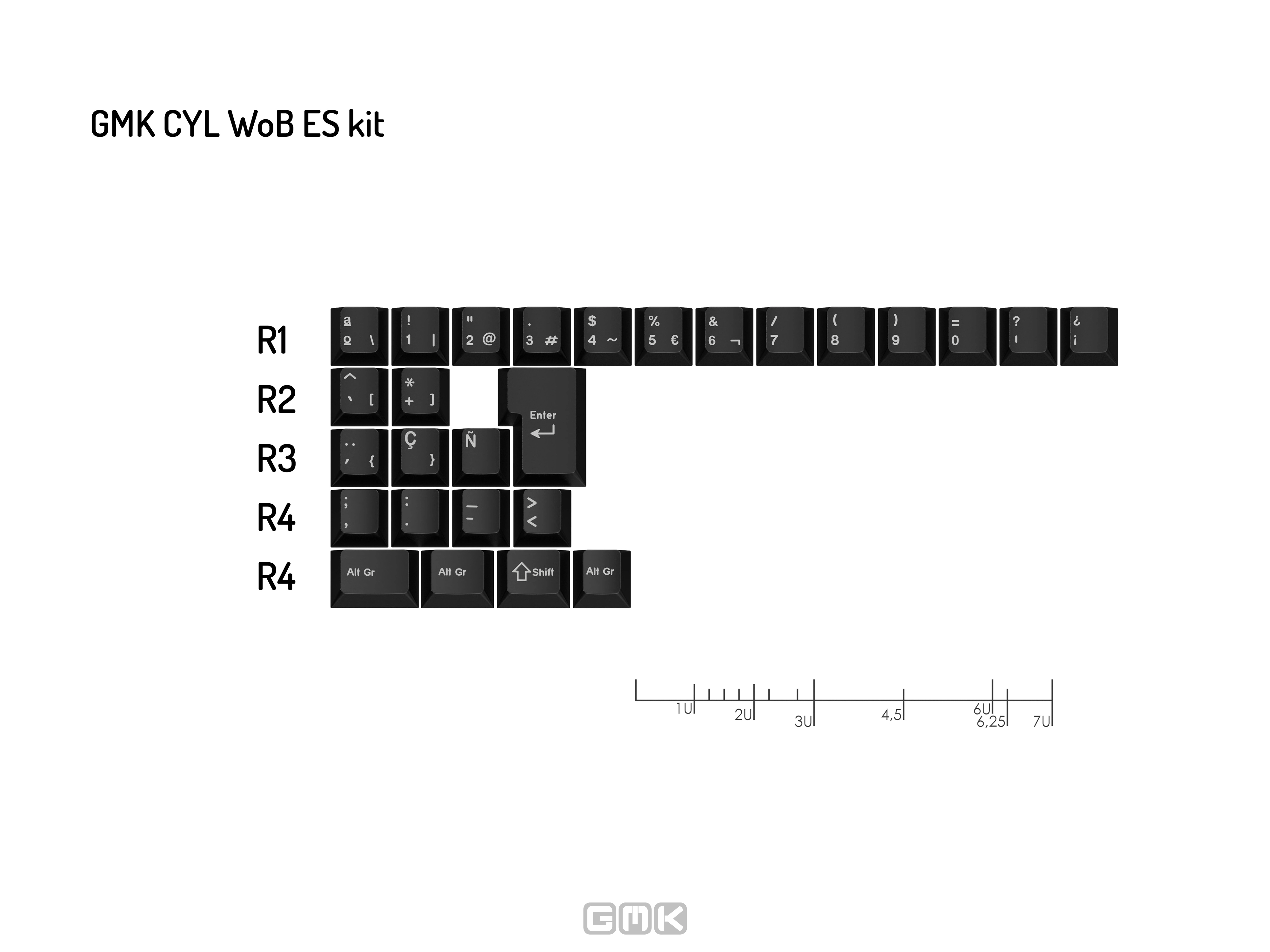 GMK CYL WoB (White on Black) Keycaps