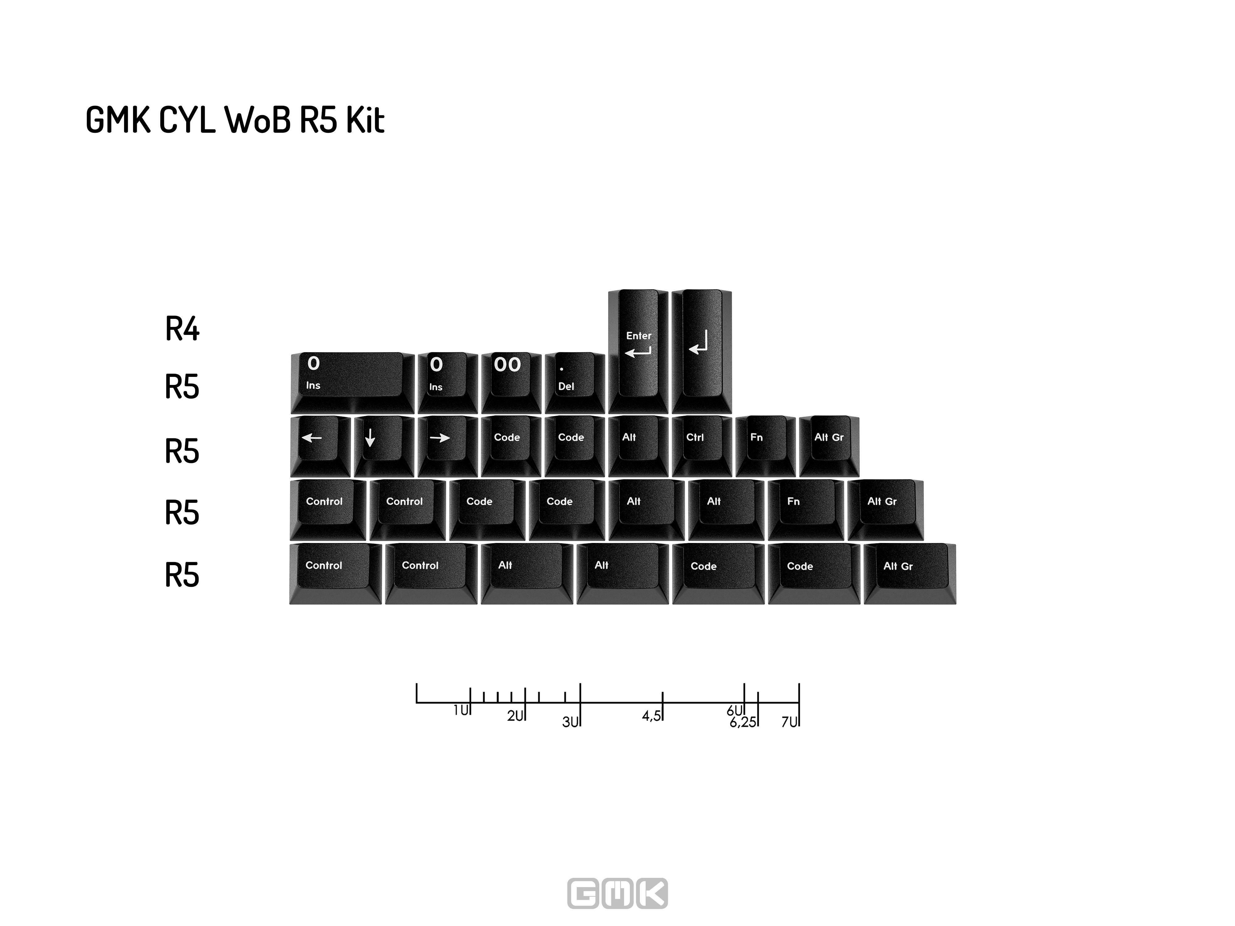 GMK CYL WoB (White on Black) Keycaps