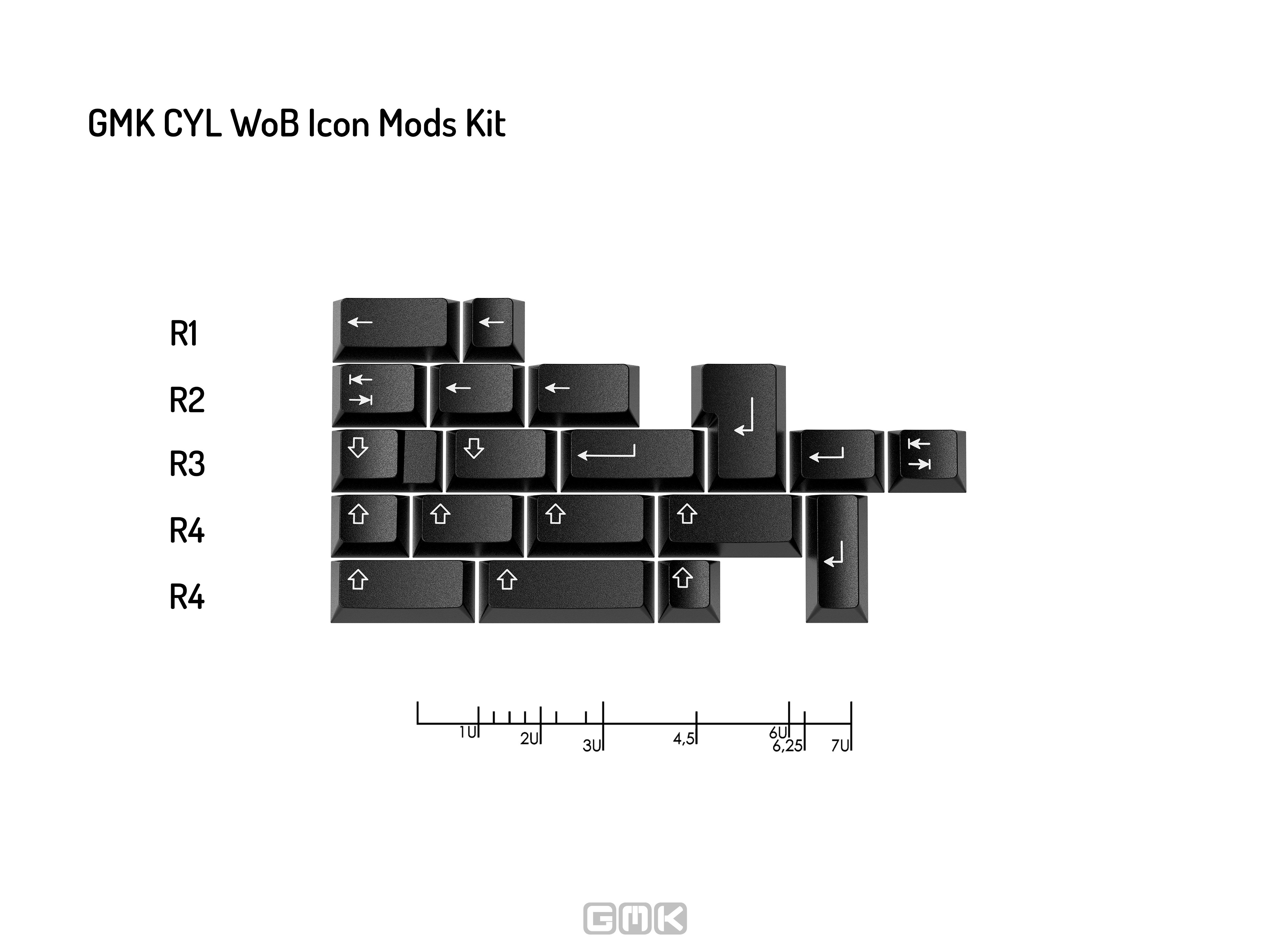 GMK CYL WoB (White on Black) Keycaps