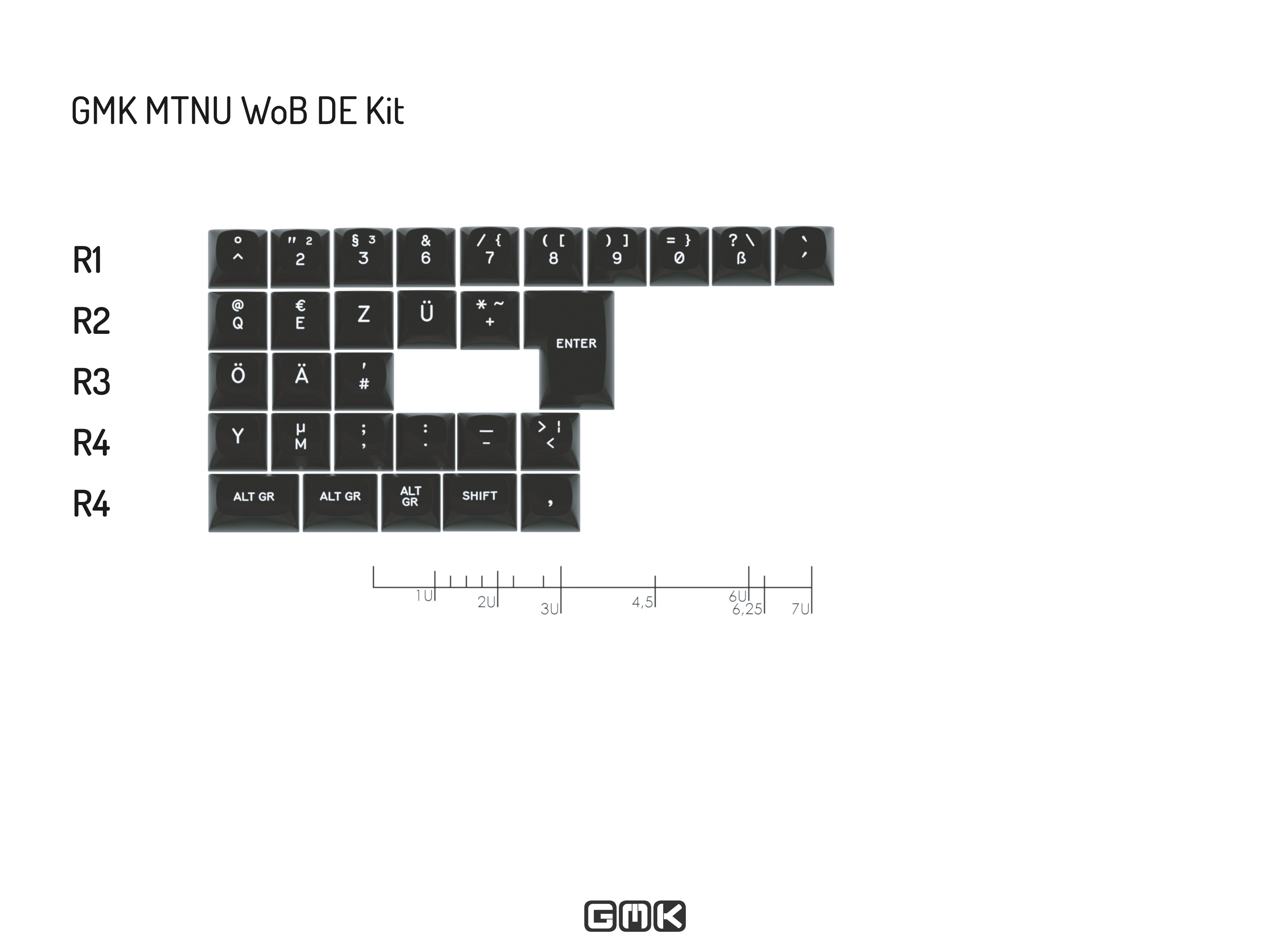 GMK MTNU WoB White on Black Keycaps
