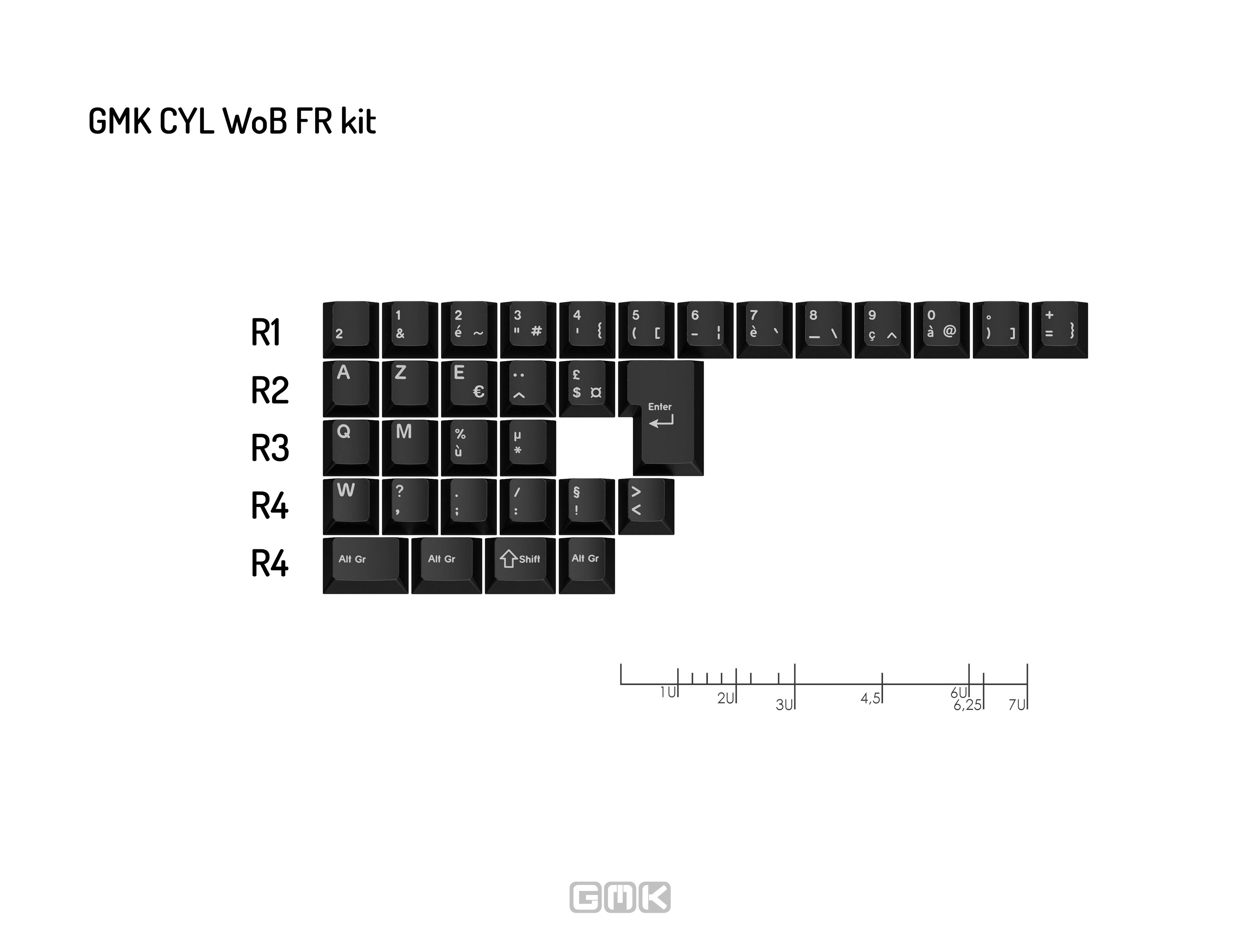 GMK CYL WoB (White on Black) Keycaps