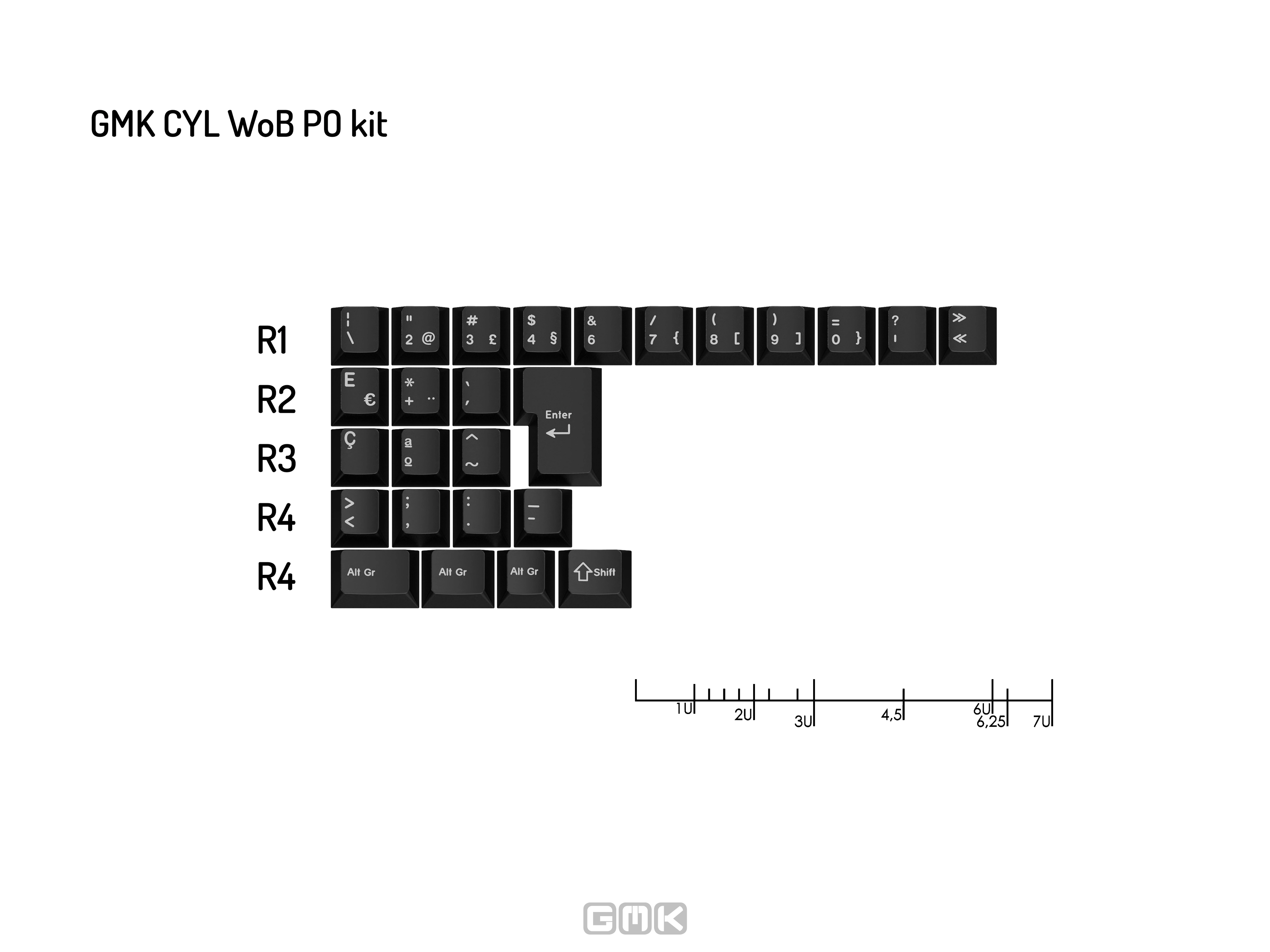 GMK CYL WoB (White on Black) Keycaps