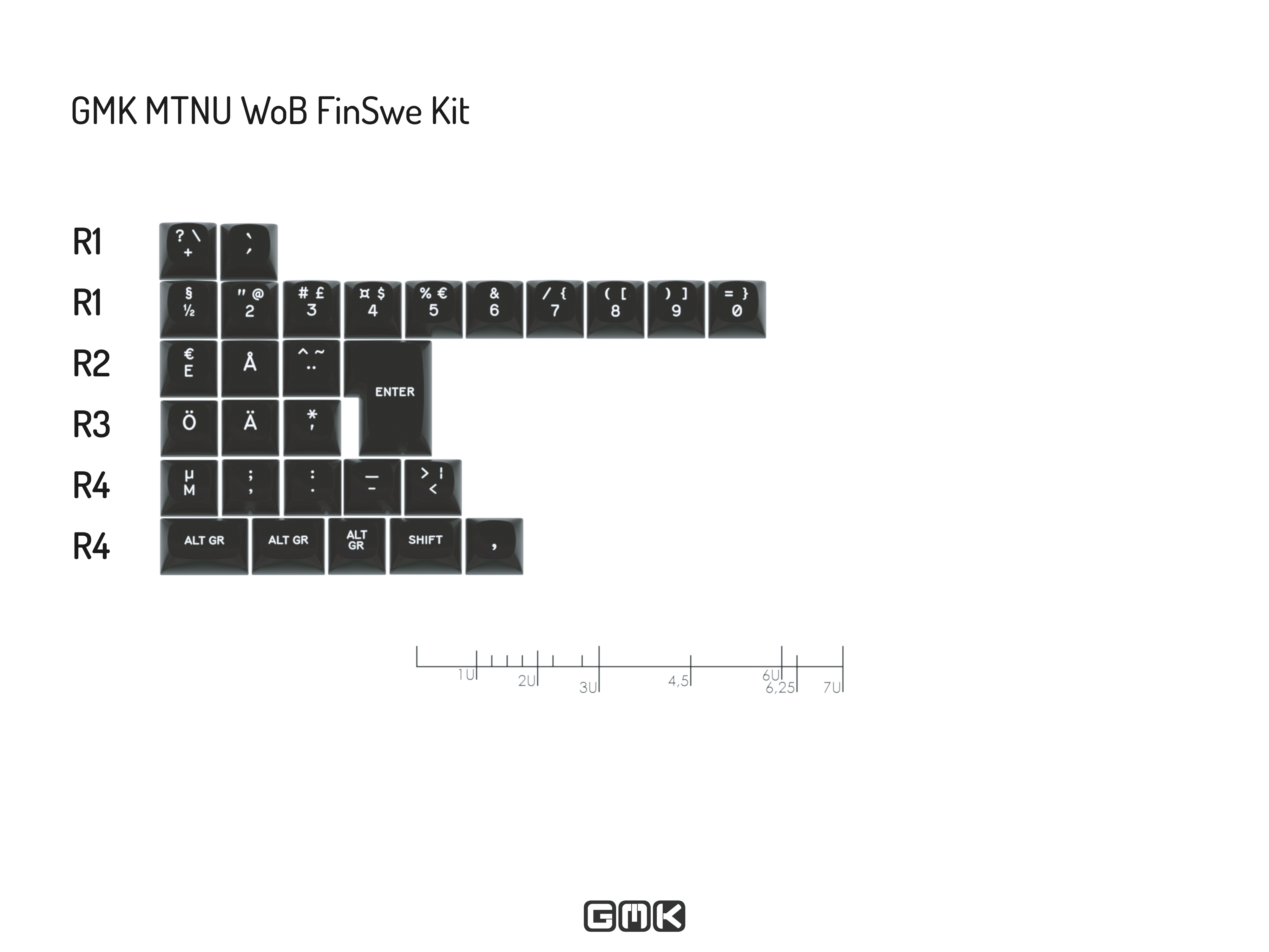 GMK MTNU WoB White on Black Keycaps